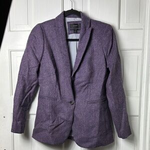 J. Crew Parke Blazer in Purple Herringbone English Wool Size 0